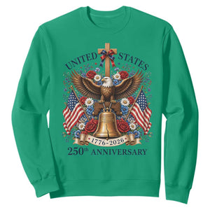250 Anniversary USA Patriotic Eagle Sweatshirt Flower 250th Birthday 4th Of July 2026 TS10 Irish Green Print Your Wear