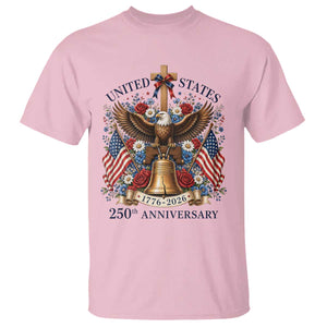 250 Anniversary USA Patriotic Eagle T Shirt Flower 250th Birthday 4th Of July 2026 TS10 Light Pink Print Your Wear