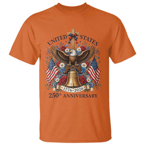 250 Anniversary USA Patriotic Eagle T Shirt Flower 250th Birthday 4th Of July 2026 TS10 Orange Print Your Wear