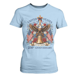 250 Anniversary USA Patriotic Eagle T Shirt For Women Flower 250th Birthday 4th Of July 2026 TS10 Light Blue Print Your Wear