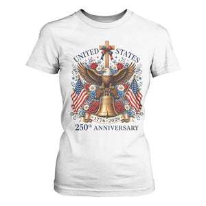 250 Anniversary USA Patriotic Eagle T Shirt For Women Flower 250th Birthday 4th Of July 2026 TS10 White Print Your Wear