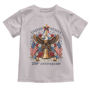 250 Anniversary USA Patriotic Eagle Toddler T Shirt Flower 250th Birthday 4th Of July 2026 TS10 Ice Gray Print Your Wear