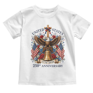 250 Anniversary USA Patriotic Eagle Toddler T Shirt Flower 250th Birthday 4th Of July 2026 TS10 White Print Your Wear