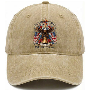 250 Anniversary USA Patriotic Eagle Washed Cotton Baseball Cap Flower 250th Birthday 4th Of July 2026 TS10 Print Your Wear