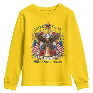 250 Anniversary USA Patriotic Eagle Youth Sweatshirt Flower 250th Birthday 4th Of July 2026 TS10 Daisy Print Your Wear