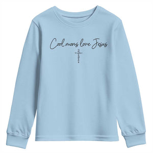 Cool Moms Love Jesus Youth Sweatshirt Christian Mom Floral Mama Mothers Day TS10 Light Blue Print Your Wear