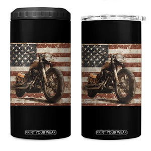 American Flag Motorcycle 4 in 1 Can Cooler Tumbler Vintage Retro Biker USA 4th of July TS10 One Size: 16 oz Black Print Your Wear