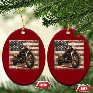 American Flag Motorcycle Ceramic Ornament Vintage Retro Biker USA 4th of July TS10 Print Your Wear
