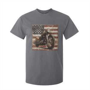 American Flag Motorcycle T Shirt For Kid Vintage Retro Biker USA 4th of July TS10 Charcoal Print Your Wear