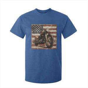 American Flag Motorcycle T Shirt For Kid Vintage Retro Biker USA 4th of July TS10 Royal Blue Print Your Wear