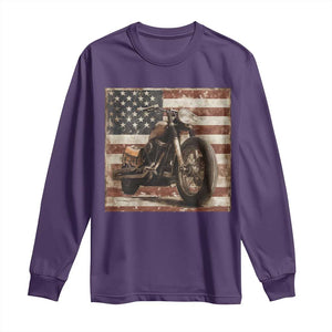American Flag Motorcycle Long Sleeve Shirt Vintage Retro Biker USA 4th of July TS10 Purple Print Your Wear