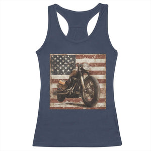American Flag Motorcycle Racerback Tank Top Vintage Retro Biker USA 4th of July TS10 Navy Print Your Wear