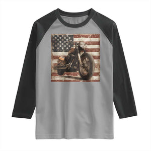 American Flag Motorcycle Raglan Shirt Vintage Retro Biker USA 4th of July TS10 Sport Gray Black Print Your Wear