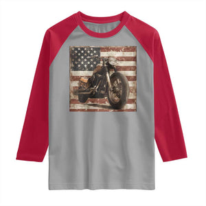 American Flag Motorcycle Raglan Shirt Vintage Retro Biker USA 4th of July TS10 Sport Gray Red Print Your Wear