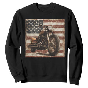 American Flag Motorcycle Sweatshirt Vintage Retro Biker USA 4th of July TS10 Black Print Your Wear