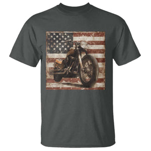 American Flag Motorcycle T Shirt Vintage Retro Biker USA 4th of July TS10 Dark Heather Print Your Wear