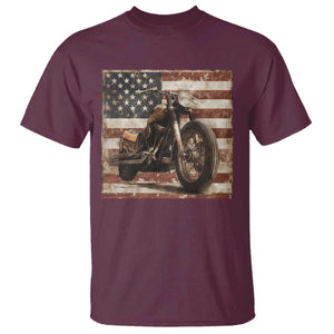 American Flag Motorcycle T Shirt Vintage Retro Biker USA 4th of July TS10 Maroon Print Your Wear
