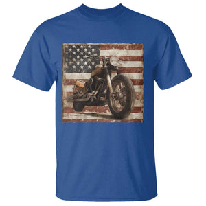 American Flag Motorcycle T Shirt Vintage Retro Biker USA 4th of July TS10 Royal Blue Print Your Wear