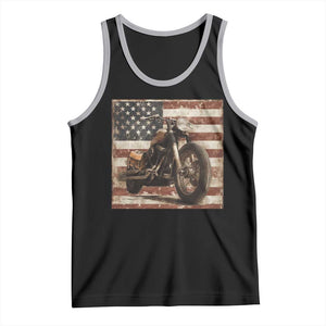 American Flag Motorcycle Tank Top Vintage Retro Biker USA 4th of July TS10 Black Athletic Heather Print Your Wear