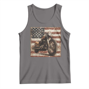 American Flag Motorcycle Tank Top Vintage Retro Biker USA 4th of July TS10 Deep Heather Print Your Wear