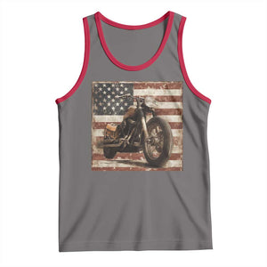 American Flag Motorcycle Tank Top Vintage Retro Biker USA 4th of July TS10 Deep Heather Red Print Your Wear