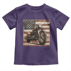 American Flag Motorcycle Toddler T Shirt Vintage Retro Biker USA 4th of July TS10 Purple Print Your Wear