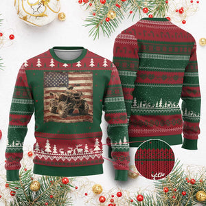 American Flag Quad 4 Wheeler Ugly Christmas Sweater Vintage Retro Cool ATV Quadrider Off Road Clothing TS10 Red Green Print Your Wear