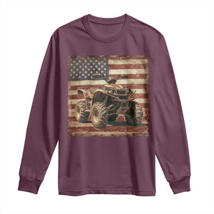 American Flag Quad 4 Wheeler Long Sleeve Shirt Vintage Retro Cool ATV Quadrider Off Road Clothing TS10 Maroon Print Your Wear