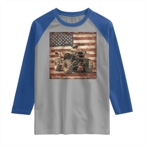 American Flag Quad 4 Wheeler Raglan Shirt Vintage Retro Cool ATV Quadrider Off Road Clothing TS10 Sport Gray Royal Print Your Wear
