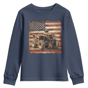 American Flag Quad 4 Wheeler Youth Sweatshirt Vintage Retro Cool ATV Quadrider Off Road Clothing TS10 Navy Print Your Wear