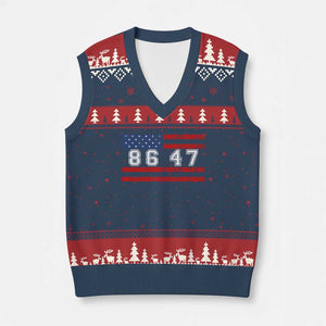 86 47 V-Neck Knit Sweater Vest Impeach 47th President US Flag 8647 TS10 Navy Red Print Your Wear