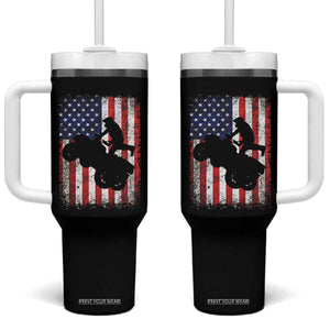 Cool ATV American Flag Tumbler With Handle Retro Quad 4 Wheeler ATV Riding Quadrider Off Road TS10 One Size: 40 oz Black Print Your Wear