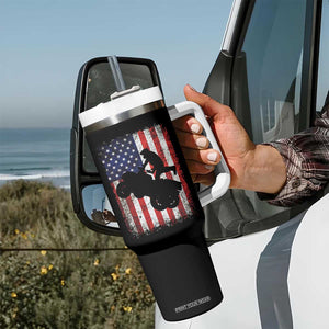 Cool ATV American Flag Tumbler With Handle Retro Quad 4 Wheeler ATV Riding Quadrider Off Road TS10 Print Your Wear