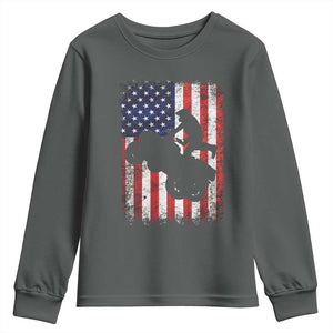 Cool ATV American Flag Youth Sweatshirt Retro Quad 4 Wheeler ATV Riding Quadrider Off Road TS10 Dark Heather Print Your Wear