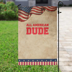 4th of July All American Dude Garden Flag TS10 Vintage Rustic Tan Navy Print Your Wear