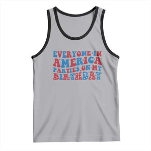 Everyone In America Parties On My Birthday Tank Top 4th Of July Birthday Party TS10 Athletic Heather Black Print Your Wear