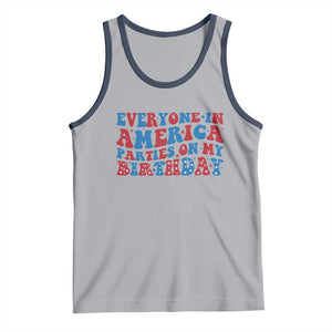 Everyone In America Parties On My Birthday Tank Top 4th Of July Birthday Party TS10 Athletic Heather Navy Print Your Wear