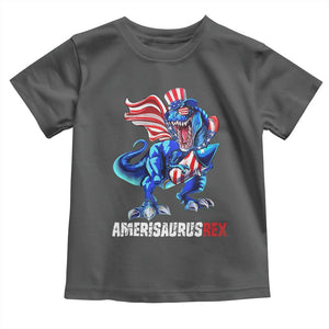 Dinosaur 4th of July Toddler T Shirt Funny Boys Kids Patriotic TS10 Dark Heather Print Your Wear