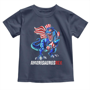 Dinosaur 4th of July Toddler T Shirt Funny Boys Kids Patriotic TS10 Navy Print Your Wear