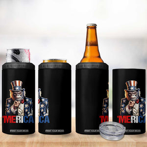 Bigfoot Merica 4 in 1 Can Cooler Tumbler American Flag Patriotic 4th Of July Uncle Sam TS10 Print Your Wear