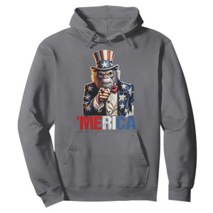 Bigfoot Merica Hoodie American Flag Patriotic 4th Of July Uncle Sam TS10 Charcoal Print Your Wear