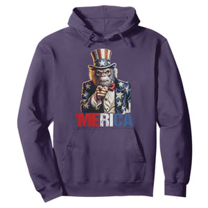 Bigfoot Merica Hoodie American Flag Patriotic 4th Of July Uncle Sam TS10 Purple Print Your Wear