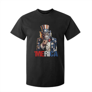 Bigfoot Merica T Shirt For Kid American Flag Patriotic 4th Of July Uncle Sam TS10 Black Print Your Wear