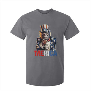 Bigfoot Merica T Shirt For Kid American Flag Patriotic 4th Of July Uncle Sam TS10 Charcoal Print Your Wear