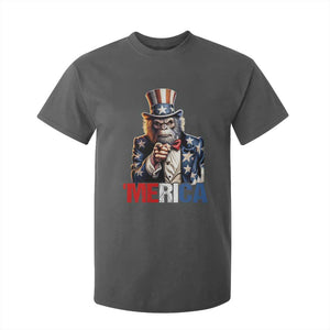 Bigfoot Merica T Shirt For Kid American Flag Patriotic 4th Of July Uncle Sam TS10 Dark Heather Print Your Wear