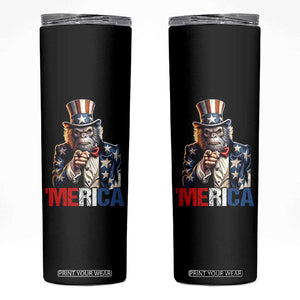 Bigfoot Merica Skinny Tumbler American Flag Patriotic 4th Of July Uncle Sam TS10 Black Print Your Wear