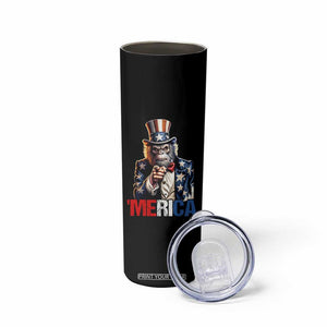 Bigfoot Merica Skinny Tumbler American Flag Patriotic 4th Of July Uncle Sam TS10 Print Your Wear