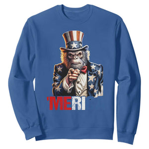 Bigfoot Merica Sweatshirt American Flag Patriotic 4th Of July Uncle Sam TS10 Royal Blue Print Your Wear