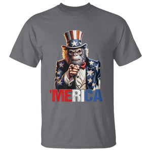 Bigfoot Merica T Shirt American Flag Patriotic 4th Of July Uncle Sam TS10 Charcoal Print Your Wear