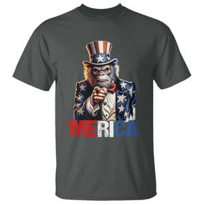 Bigfoot Merica T Shirt American Flag Patriotic 4th Of July Uncle Sam TS10 Dark Heather Print Your Wear